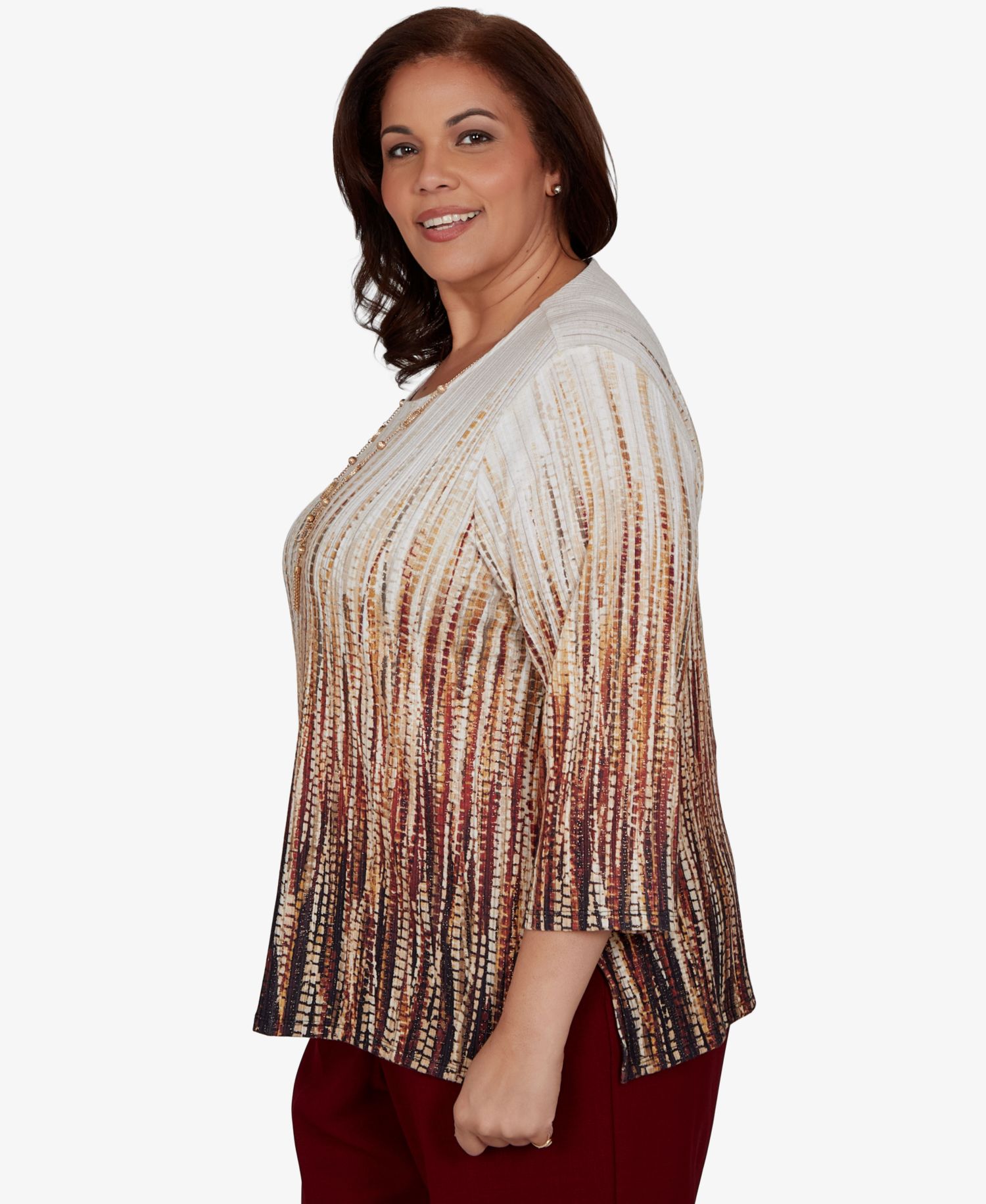 Plus Size Union Square Textured-Ombre 3/4 Sleeve Blouse