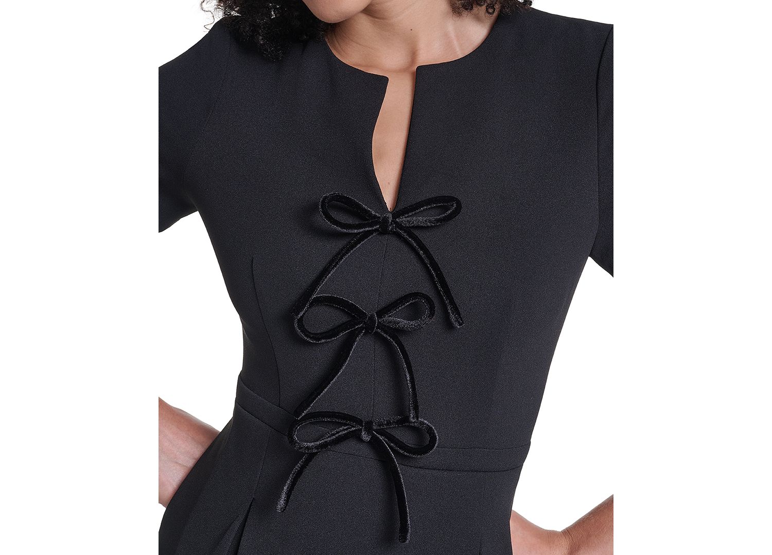 Women's V-Neck Fit & Flare Velvet Dress
