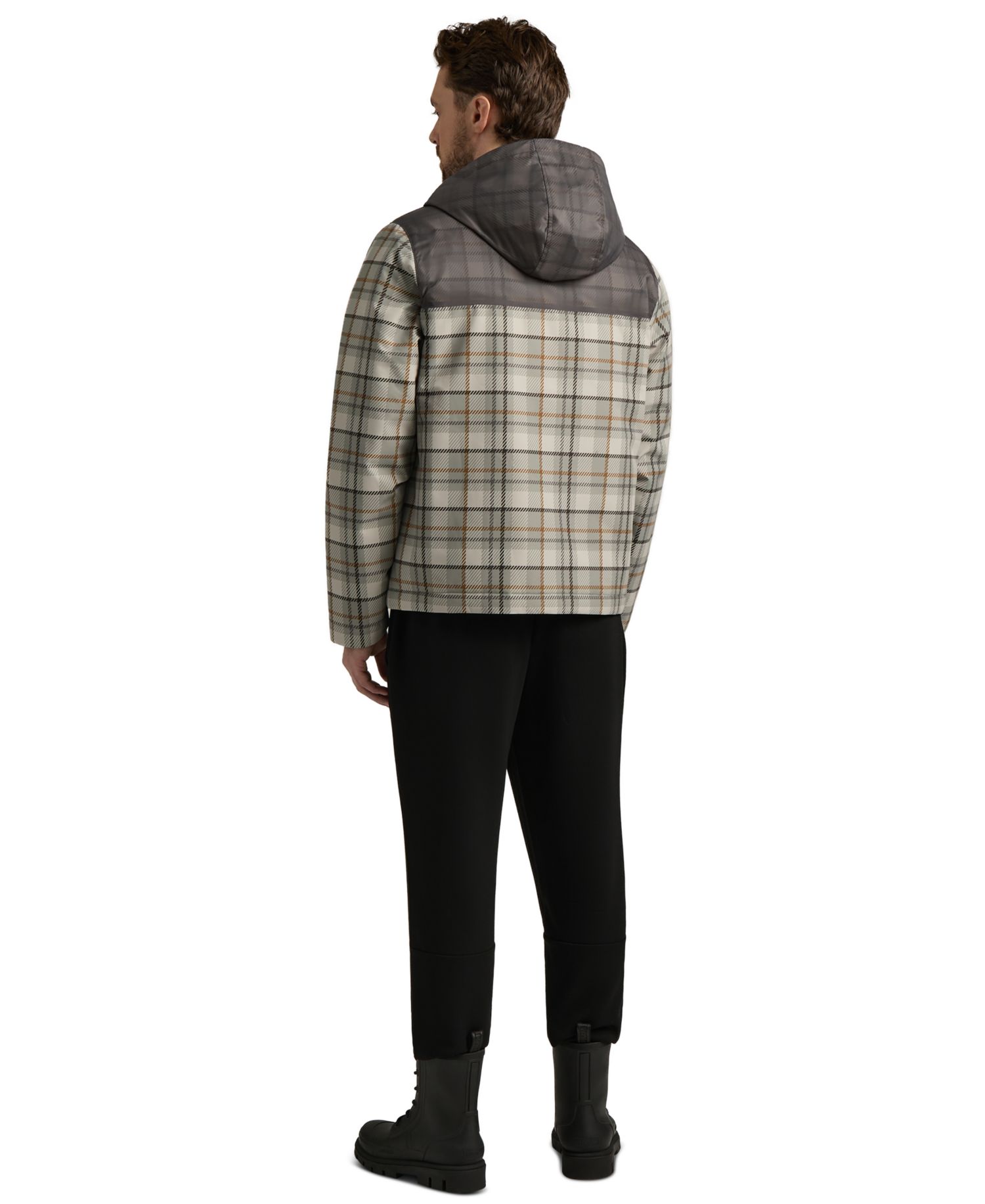 Men's Zipper-Front Plaid Print Jacket