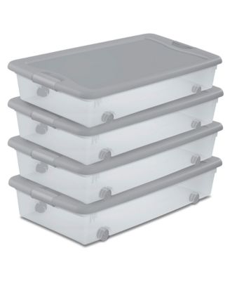 56 Qt Wheeled Under Bed Storage Container, Plastic Bin, 4 Pack