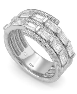 Cubic Zirconia Silver Plated Band Ring