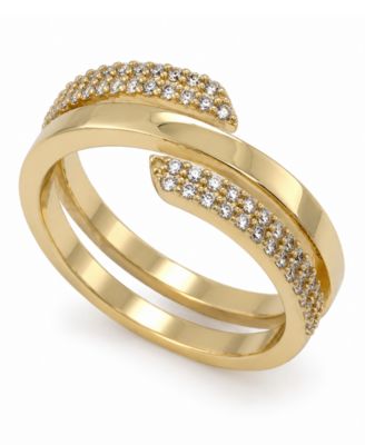 Cubic Zirconia 18k Gold Plated Brass Coil Ring