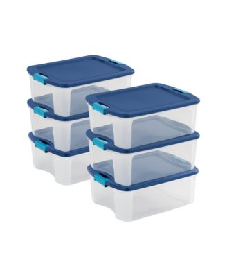12 Gal Latch and Carry Stackable Storage Bin with Latching Lid, 6 Pack