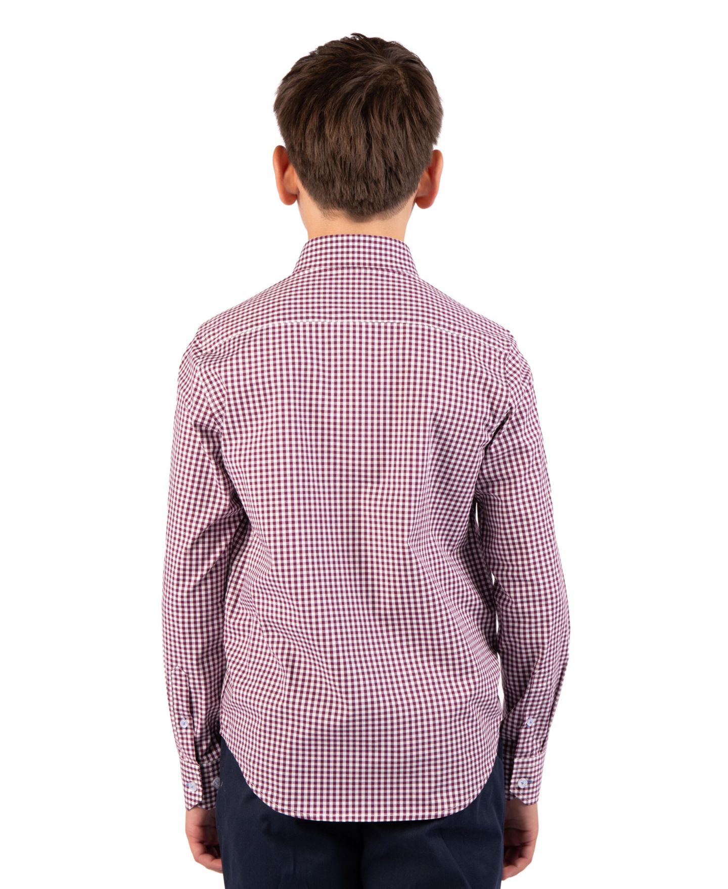Рубашка Tailorbyrd Signature Gingham Long Sleeve Shirt для мальчиков, цвет: Баклажановый — фото 2