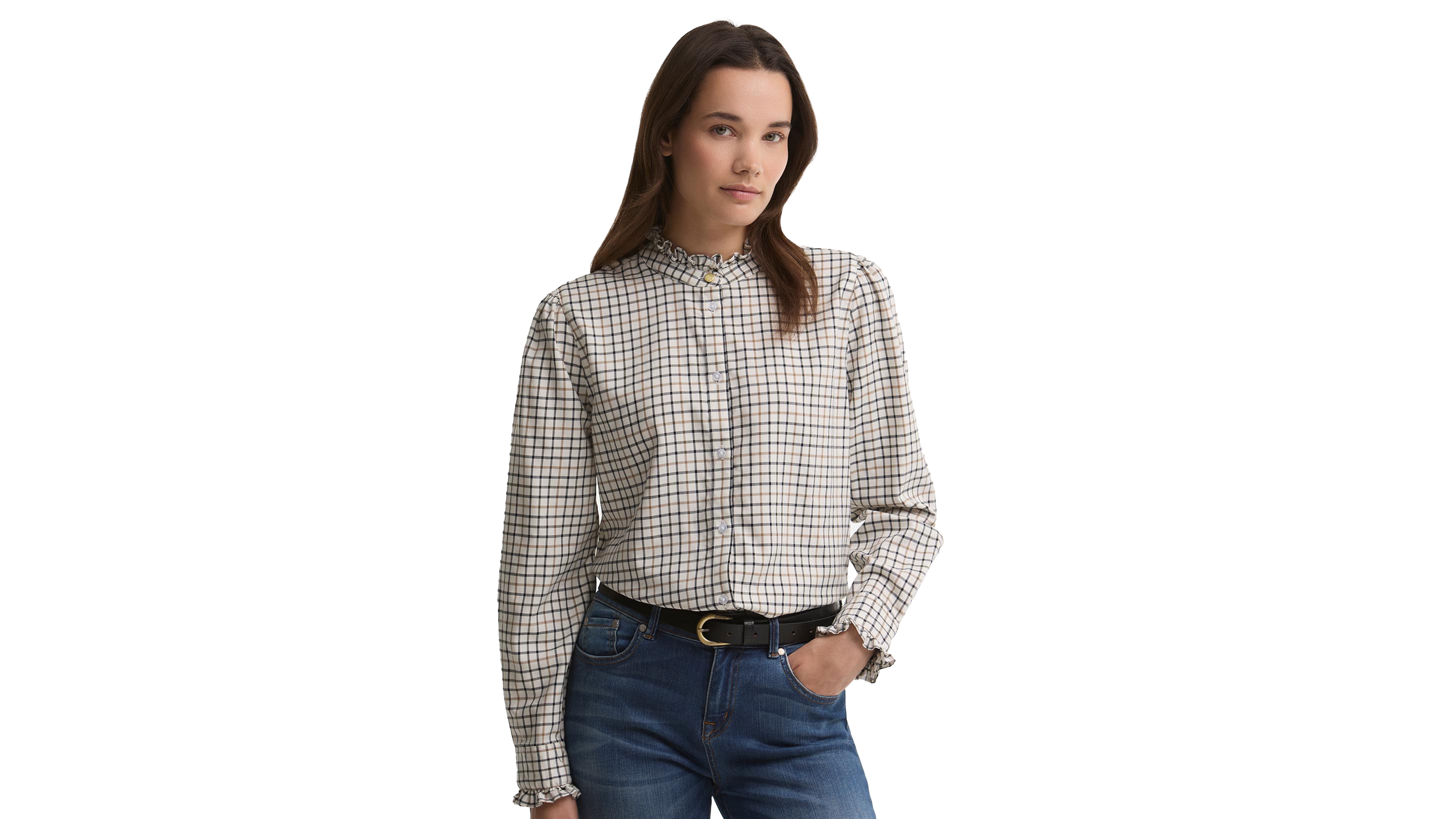 Barbour Women's Fareham Ruffle Collar Long-Sleeve Shirt