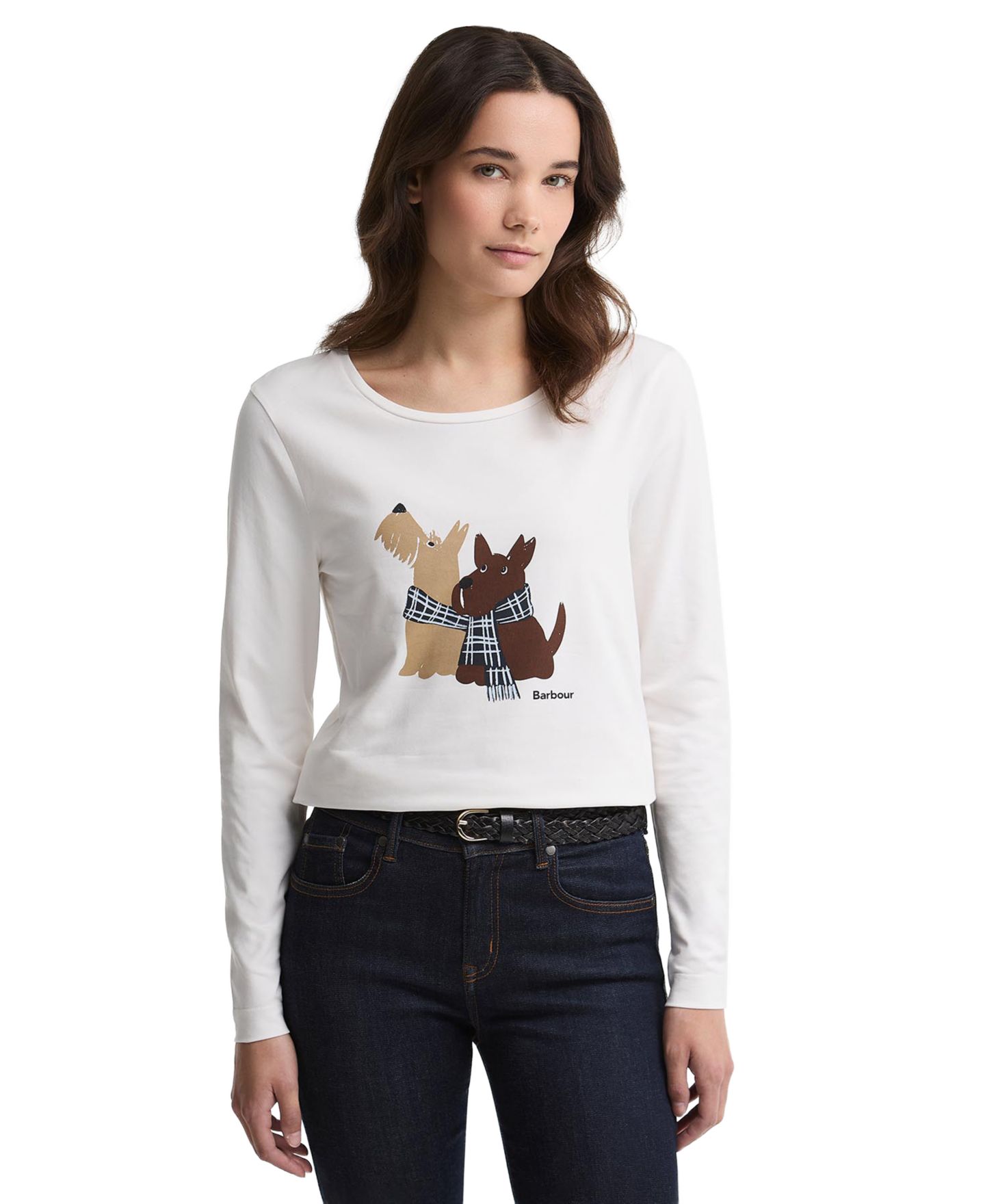 Женские футболки Barbour Lossie Dog Duo Graphic Long-Sleeve, цвет: Облачный — фото 3