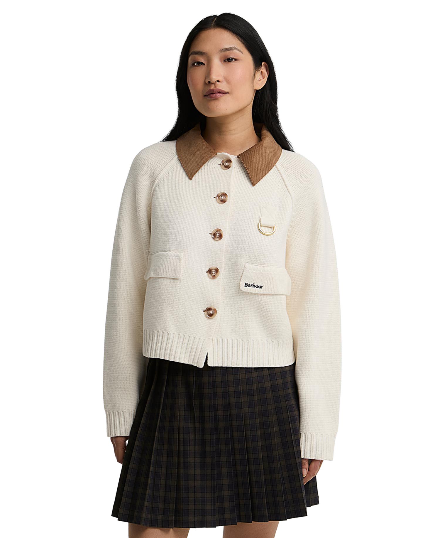 Women's Alverstone Kni Cropped Corduroy-Collar Cardigan