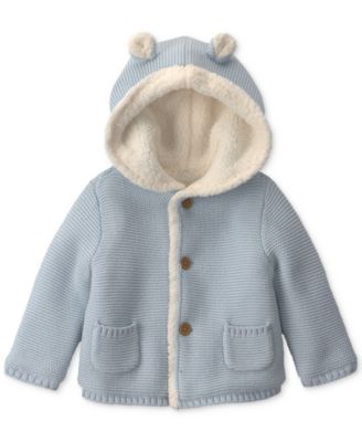 Baby Boys' and Baby Girls' Bear Sweater Knit Hooded Jacket