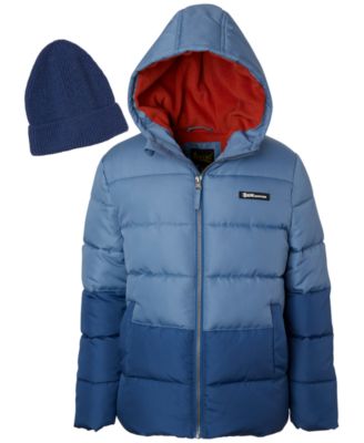 Boys' 6-20 Ripstop Color-Block Puffer Jacket with Hat, 2-Piece Set