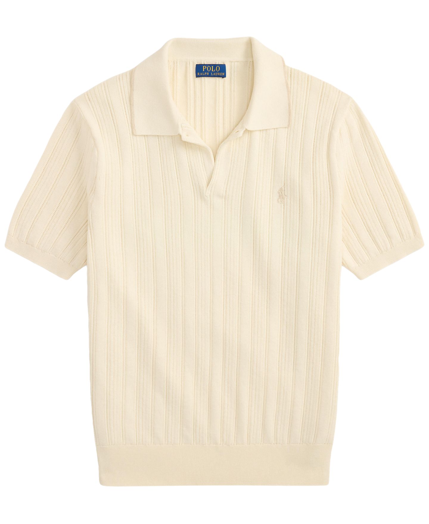 Мужское поло Polo Ralph Lauren Textured Cotton Polo Shirt, цвет: Кремовый — фото 5