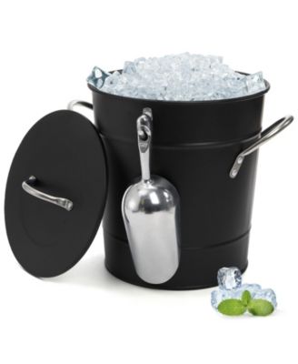 Double Walled Galvanized Steel Ice Bucket With Lid And Scoop Carry Handles For Parties Camping BBQ