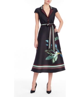 Women's The Nina Floral-Print Fit-and-Flare Cap-Sleeve Midi Dress