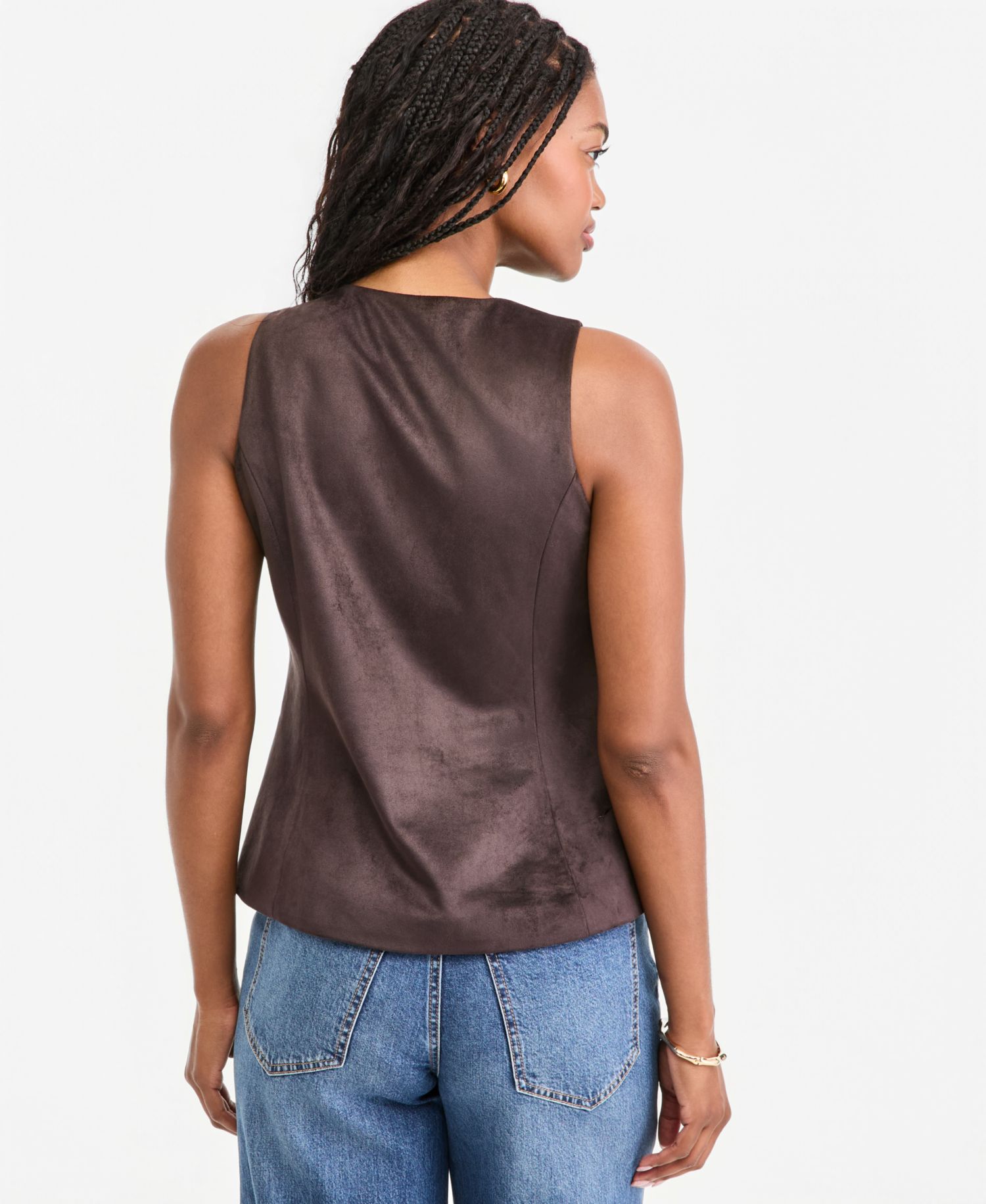 Women's Faux Suede Longline Tailored Vest