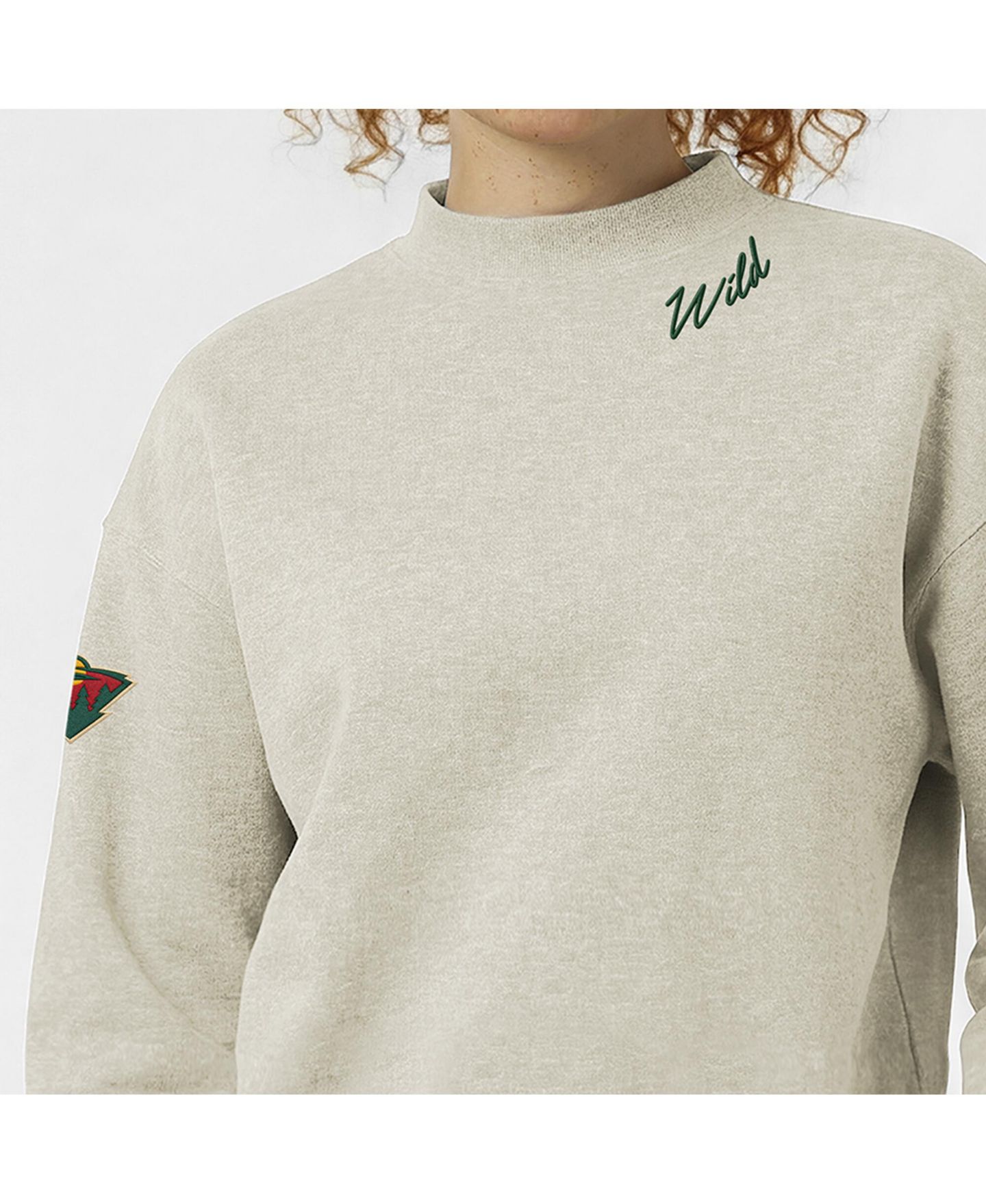 Женский свитшот Champion Oatmeal Minnesota Wild Collar Script Triumph Fleece Crewneck — фото 2