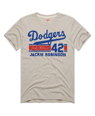 Men's Jackie Robinson Stone Brooklyn Dodgers Signature Name & Number Tri-Blend T-Shirt