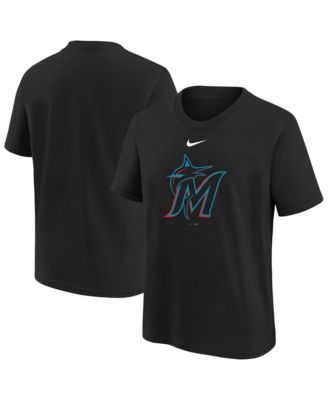 Big Boys and Girls Black Miami Marlins Large Logo T-Shirt