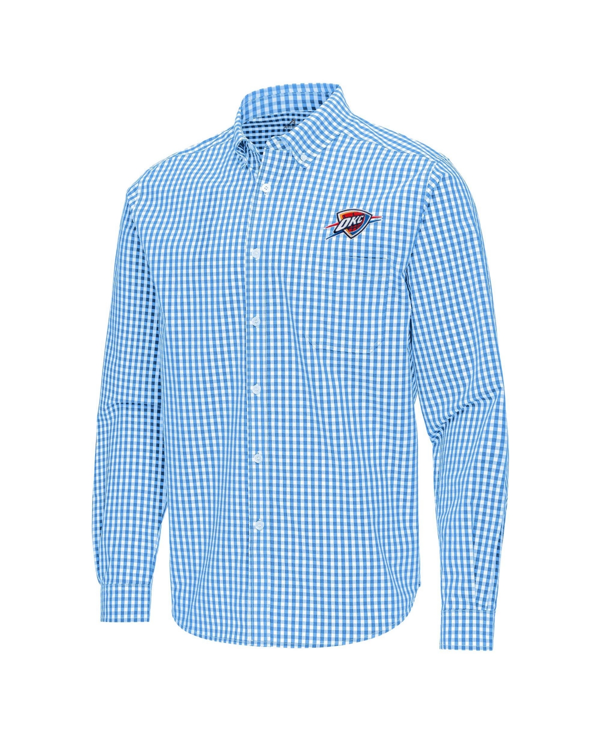 Antigua Men's Powder Blue Oklahoma City Thunder Ellis Woven Tri-Blend Button-Down Shirt