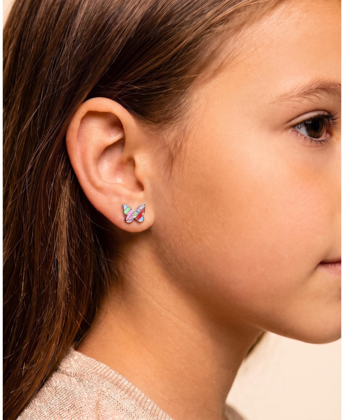 Chanteur Kids Butterfly Hypoallergenic Earrings for Girls with Surgical Titanium Screwbacks
