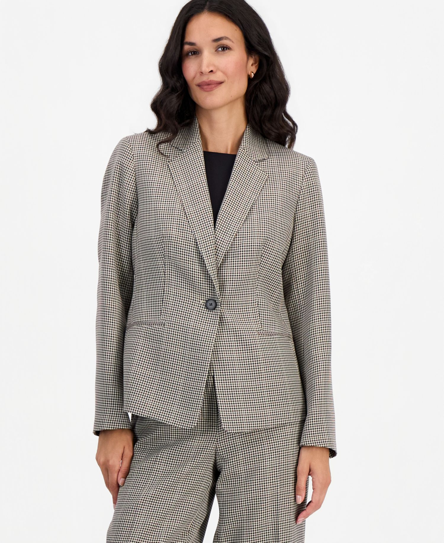 Women's Plaid Wide-Leg Jacket and Pants, 2-Piece Set