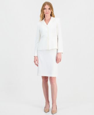 Women's Melange Slim-Fit Peak-Lapel 3-Button Blazer and Skirt, 2-Piece Set