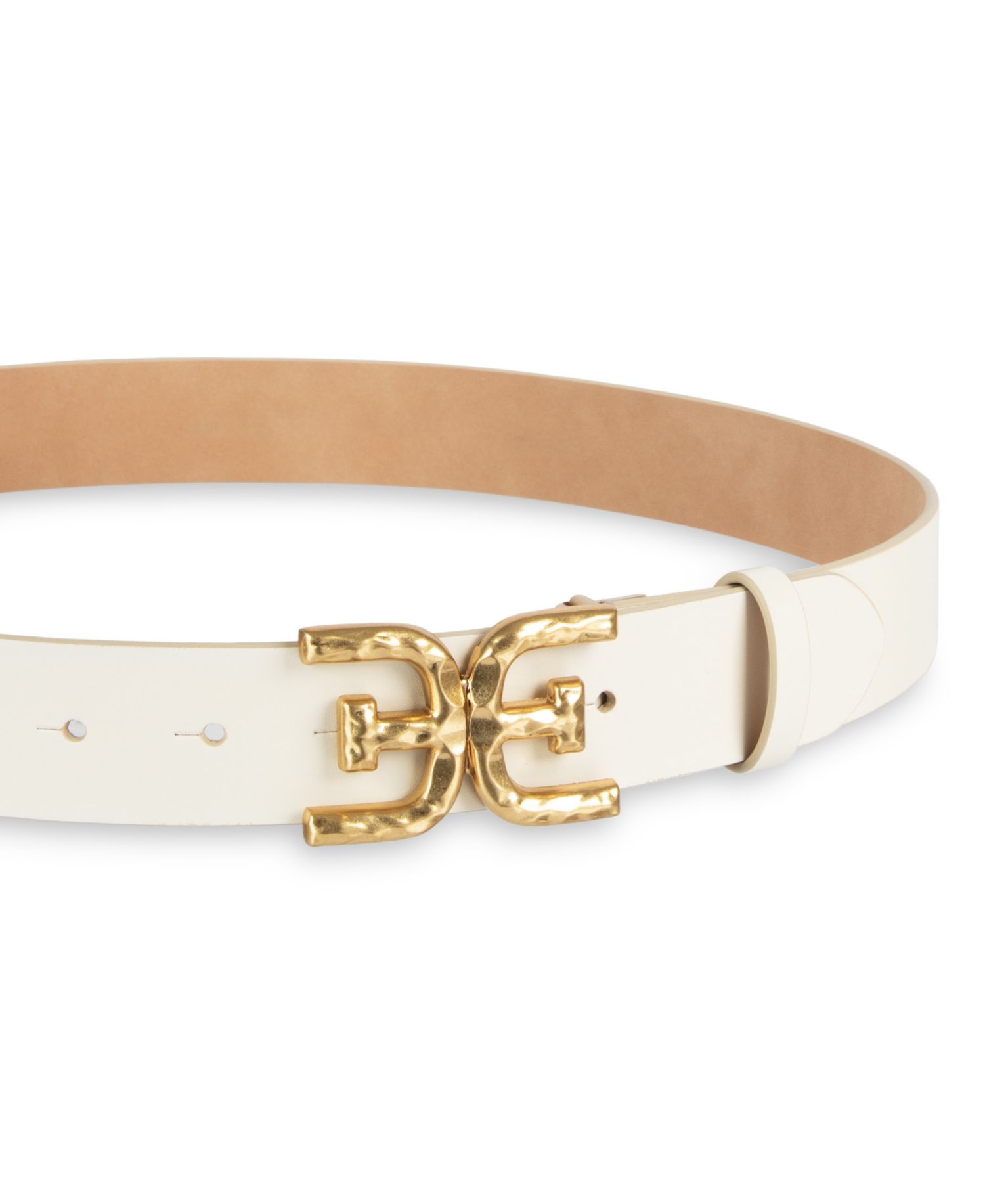 Hammered Double-E Logo Plaque Buckle Belt