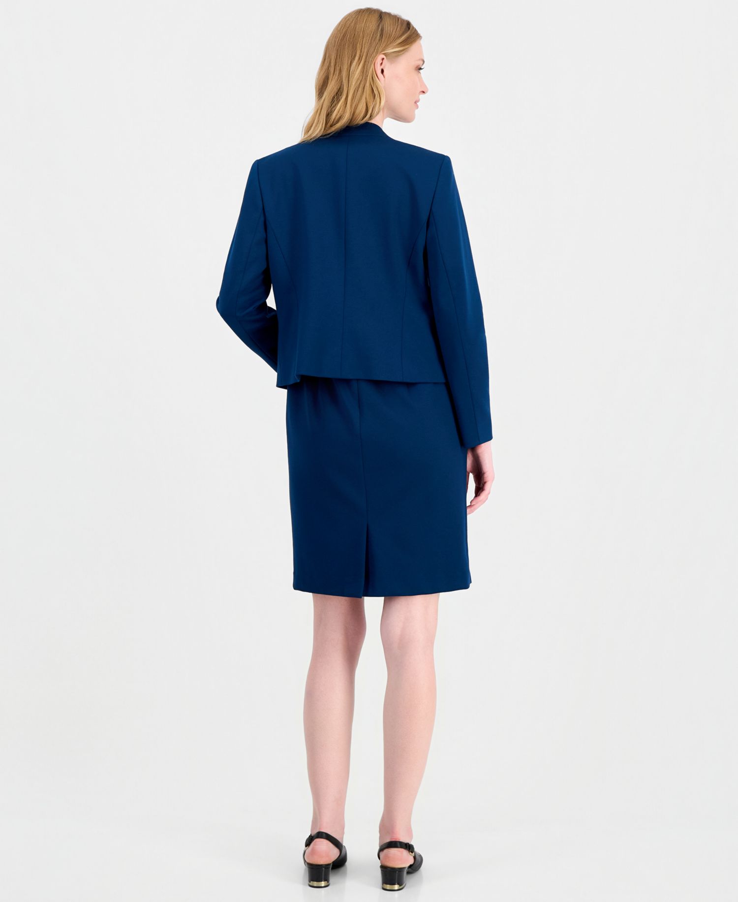 Women's Empire Waist Seam Crewneck Jacket and Dress, 2-Piece Suit