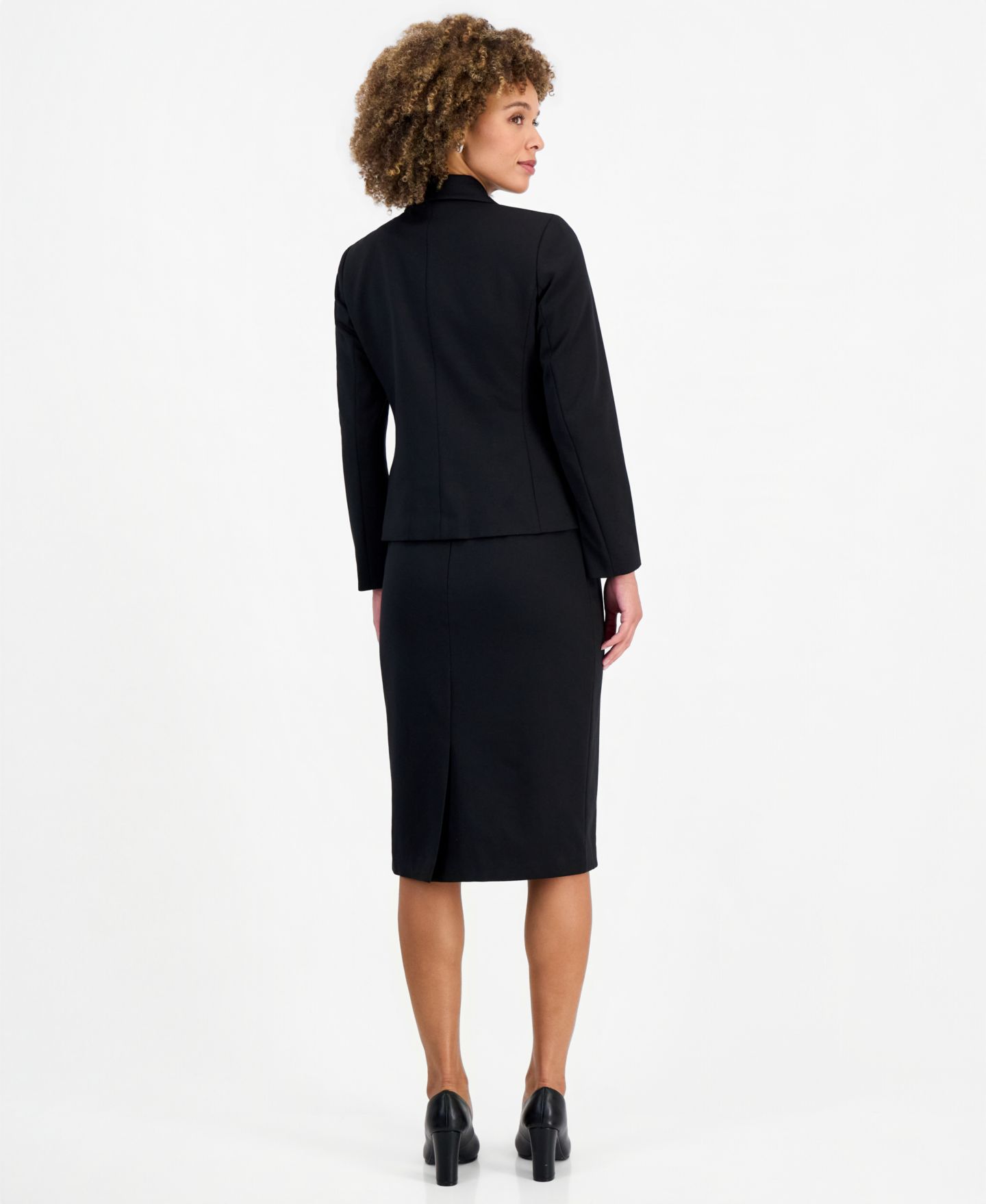 Le Suit Petite Peplum Pencil Notched-Collar Jacket and Skirt, 2-Piece Set, цвет: Чёрный — фото 8