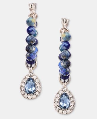 Glass Crystal Pear-Shape Metal-Tone Hoop Earrings