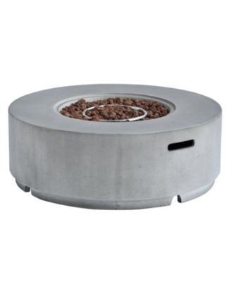 Round MGO Propane Fire Pit Table with Faux Stone Finish, 50,000 BTU Outdoor Gas Fire Pit with Steel Burner, Lava Rocks and Waterproof Cover