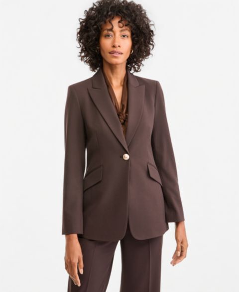 Женский пиджак Tahari ASL One Button Shoulder-Padded Blazer, цвет: Тёмно-коричневый