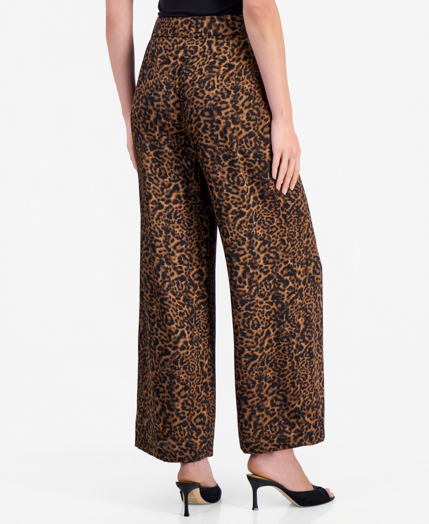 Женские брюки Tahari ASL Satin Wide-Leg Animal-Print, цвет: Орех чёрный леопардовый — фото 2
