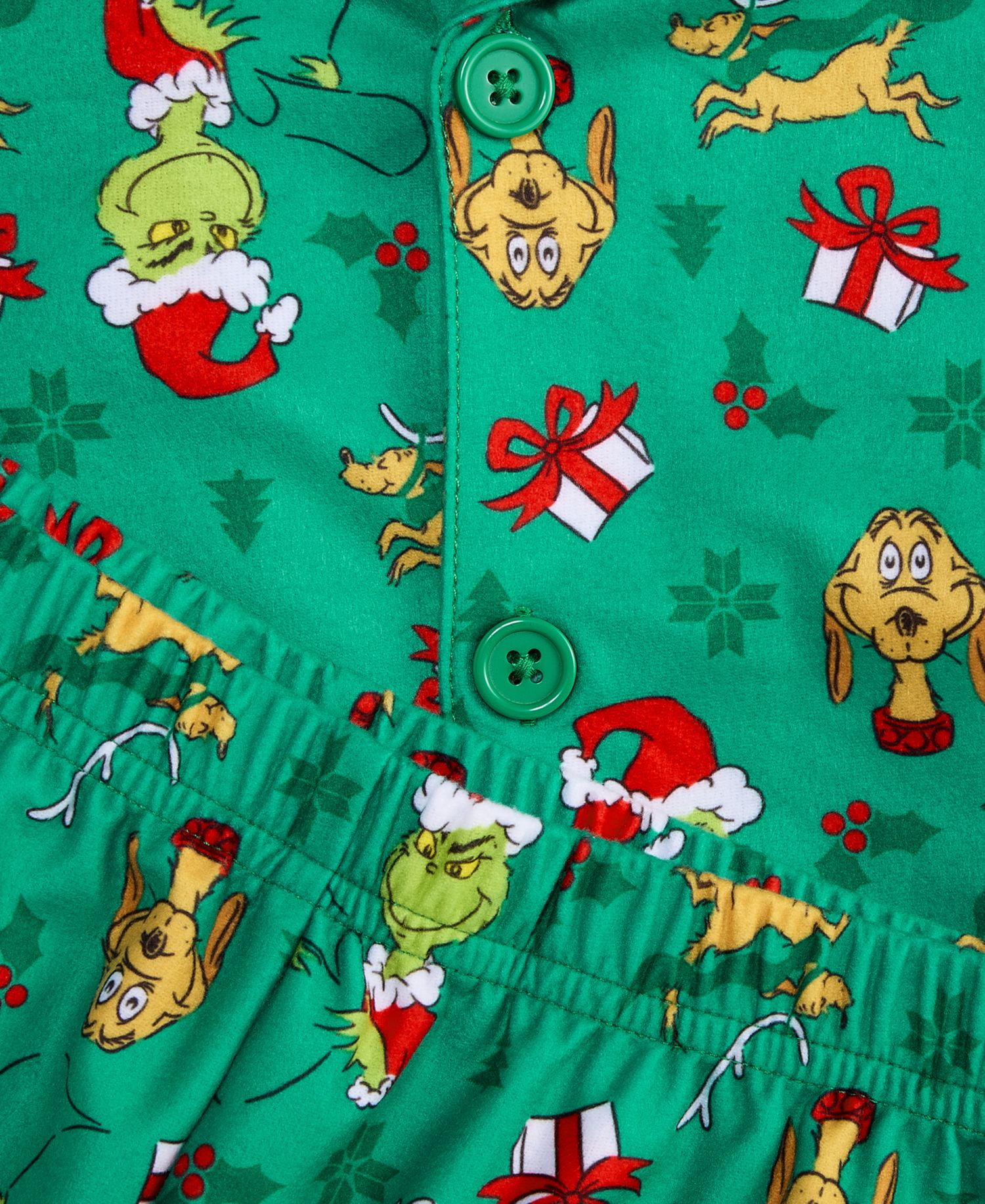 Boys' 4-20 The Grinch Long-Sleeve Flannel Button-Down Top and Pants, 2-Piece Set