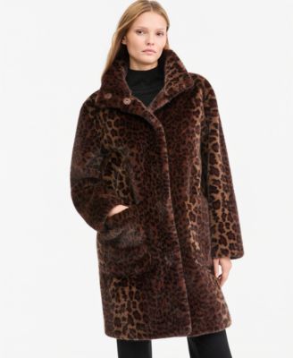 Women's Emilia Leopard-Print Faux-Fur Mid-Length Jacket