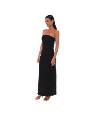bebe black satin dress Women's Strapless Maxi Crushed-Satin Wingtip Brogue Oxford - Color:Ivory Blue Fall Bridesmaid Satin slip dress An effortlessly chic midi