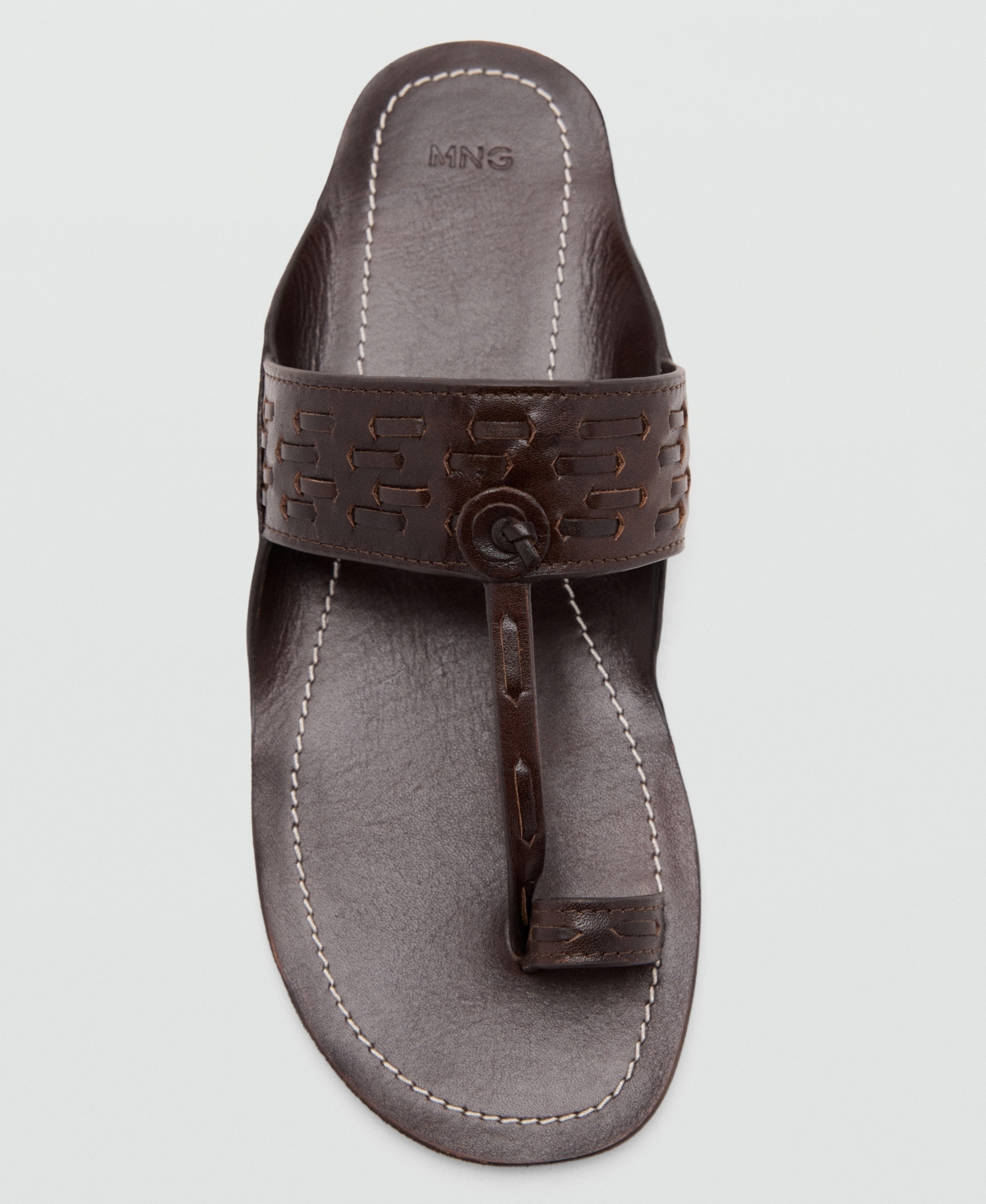 Mango Women's Stitching Detail Leather Sandals