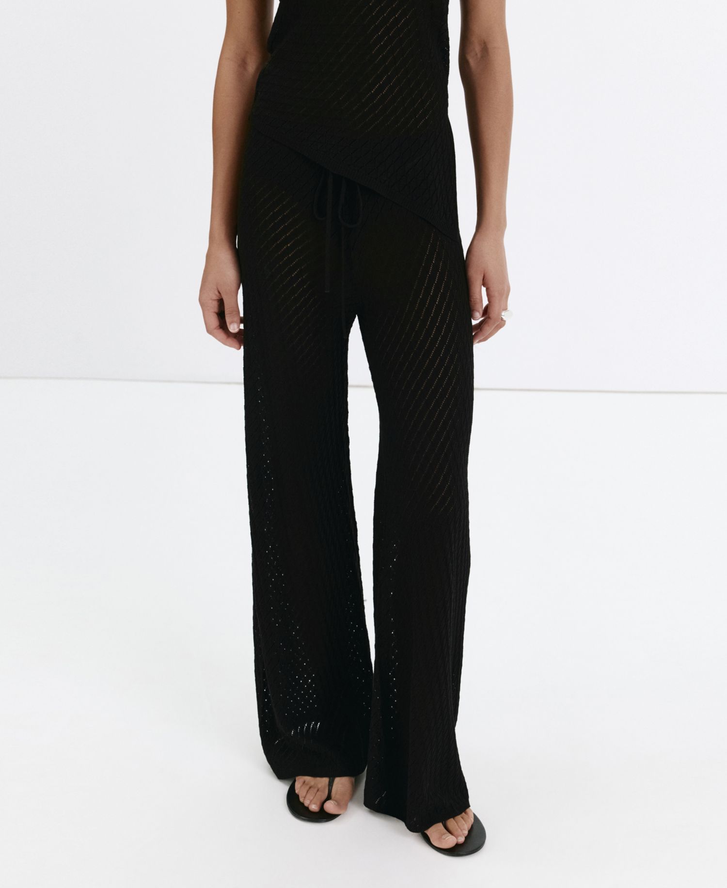 Women's Pull-On Straight-Leg Lace-Accented Knit Pants