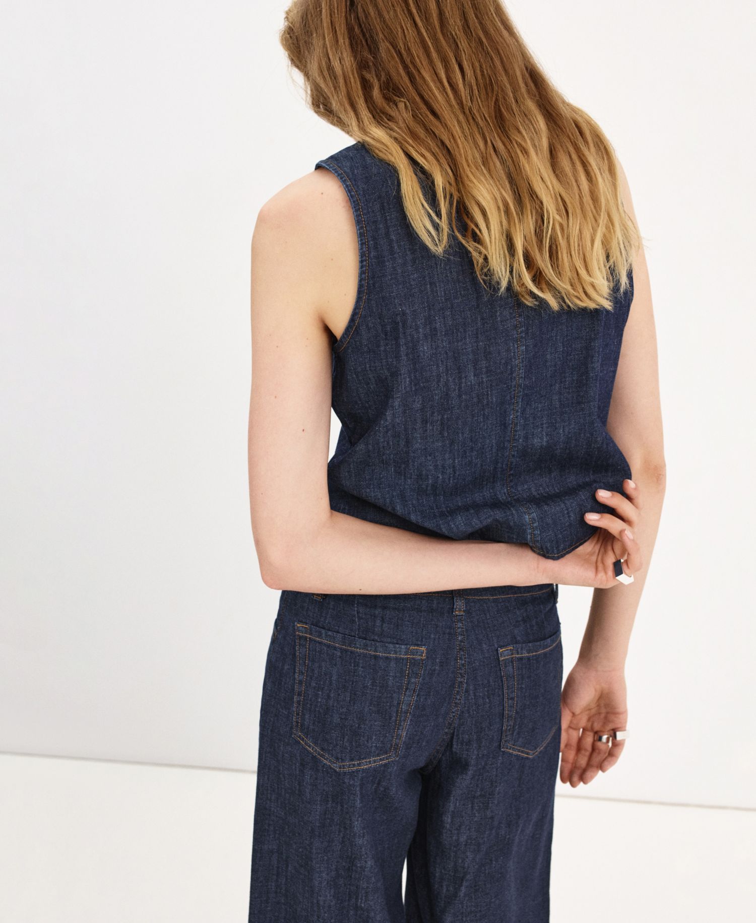 Women's Buttoned Denim Vest