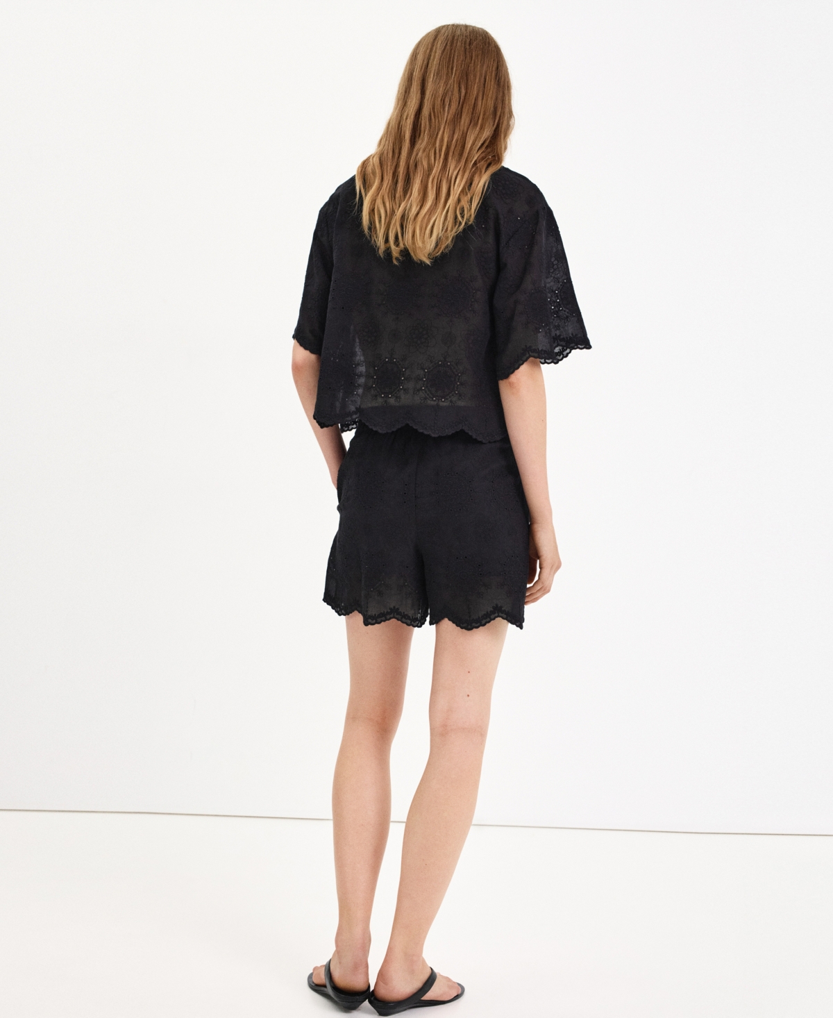 Mango Women's Pull-On Eyelet Shorts, 4" Inseam