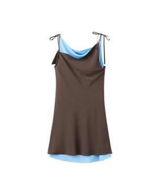 Women's Bows Overlay Mini Cowl Neck Dress