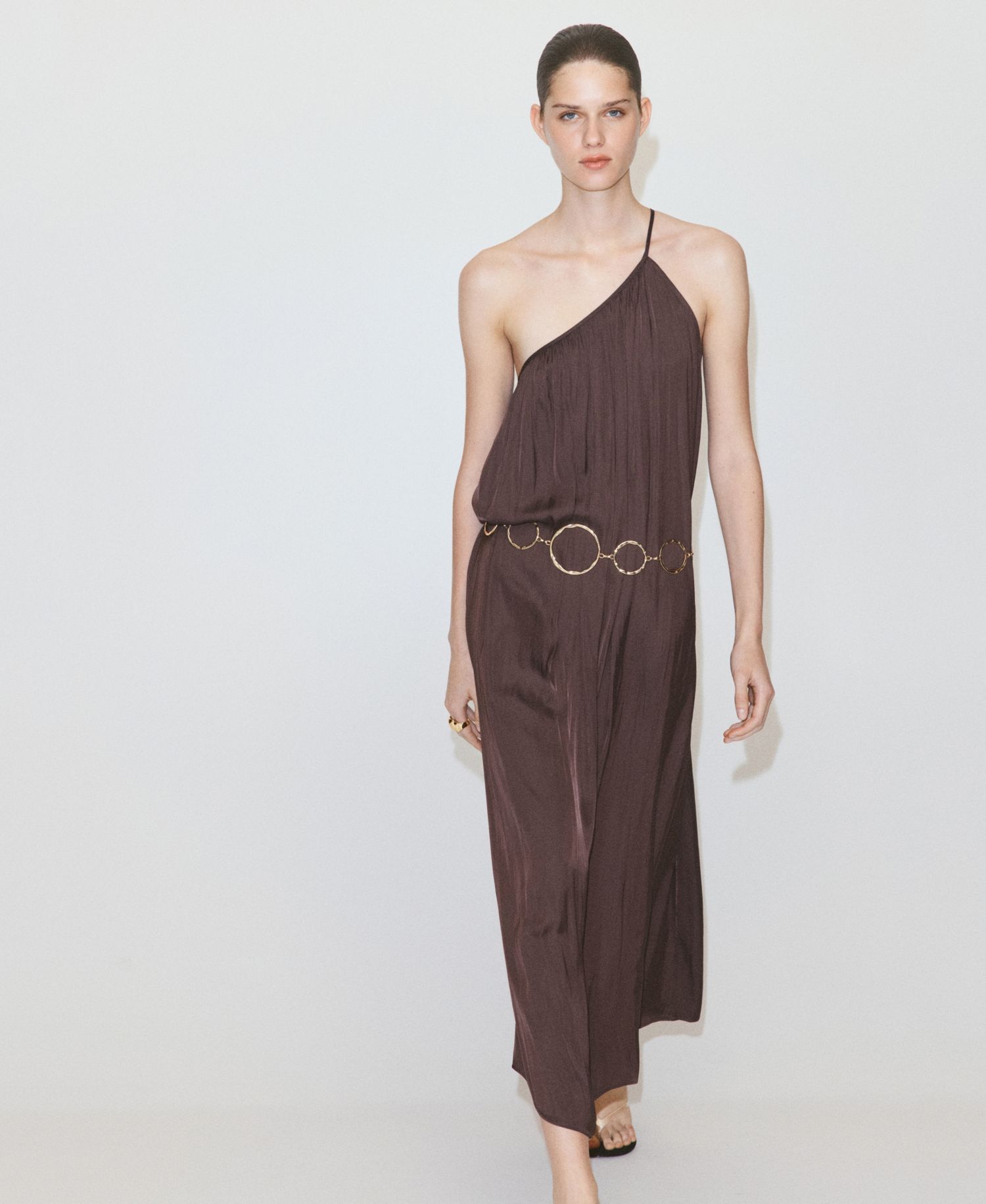 Women's Ruched Asymmetrical Pleated Dress