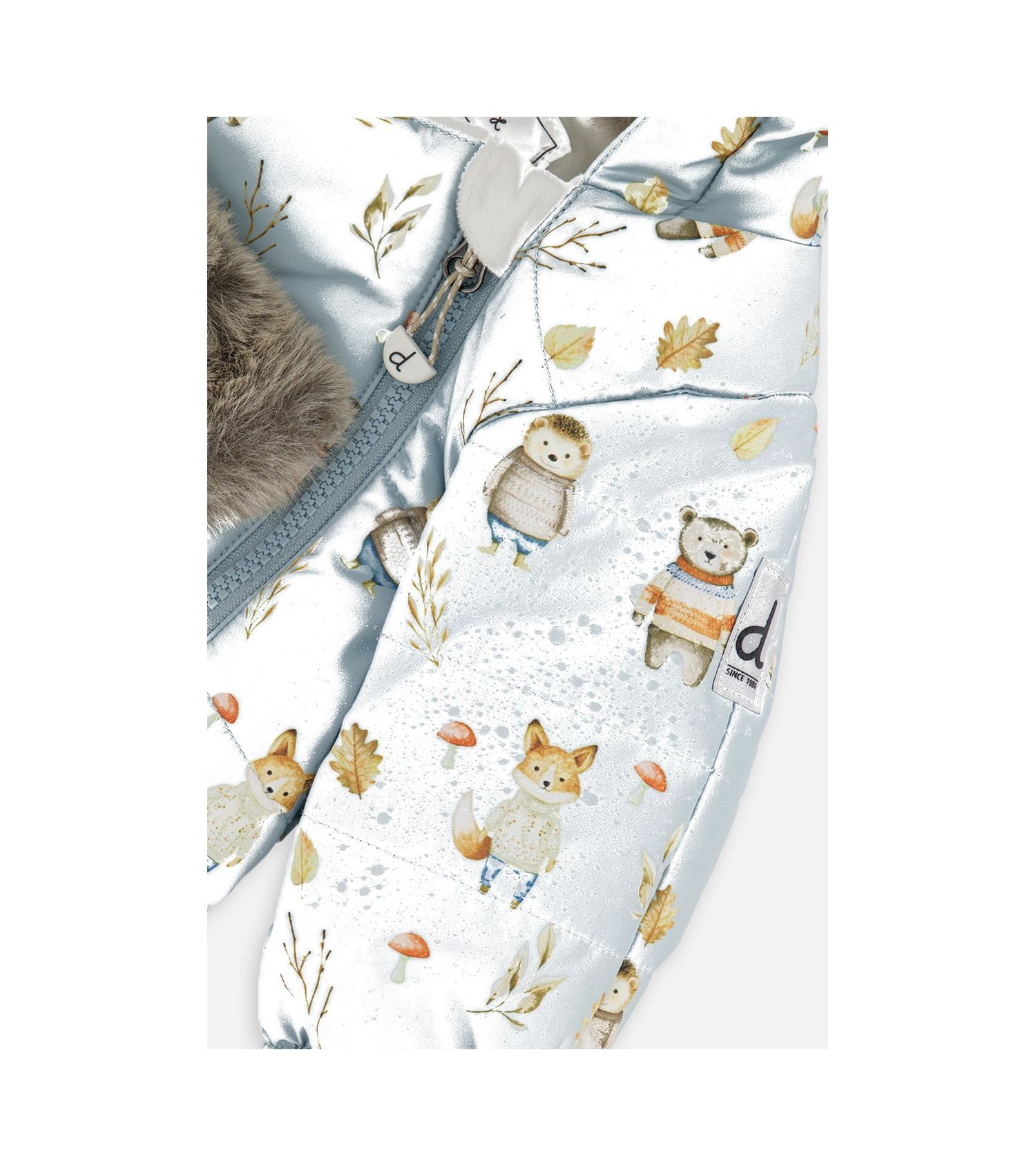 Baby Boy One Piece Snowsuit Adapted for Car Seats Animal Print