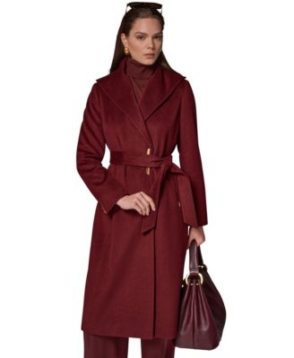 Women's Belted Wrap Wool-Blend Coat