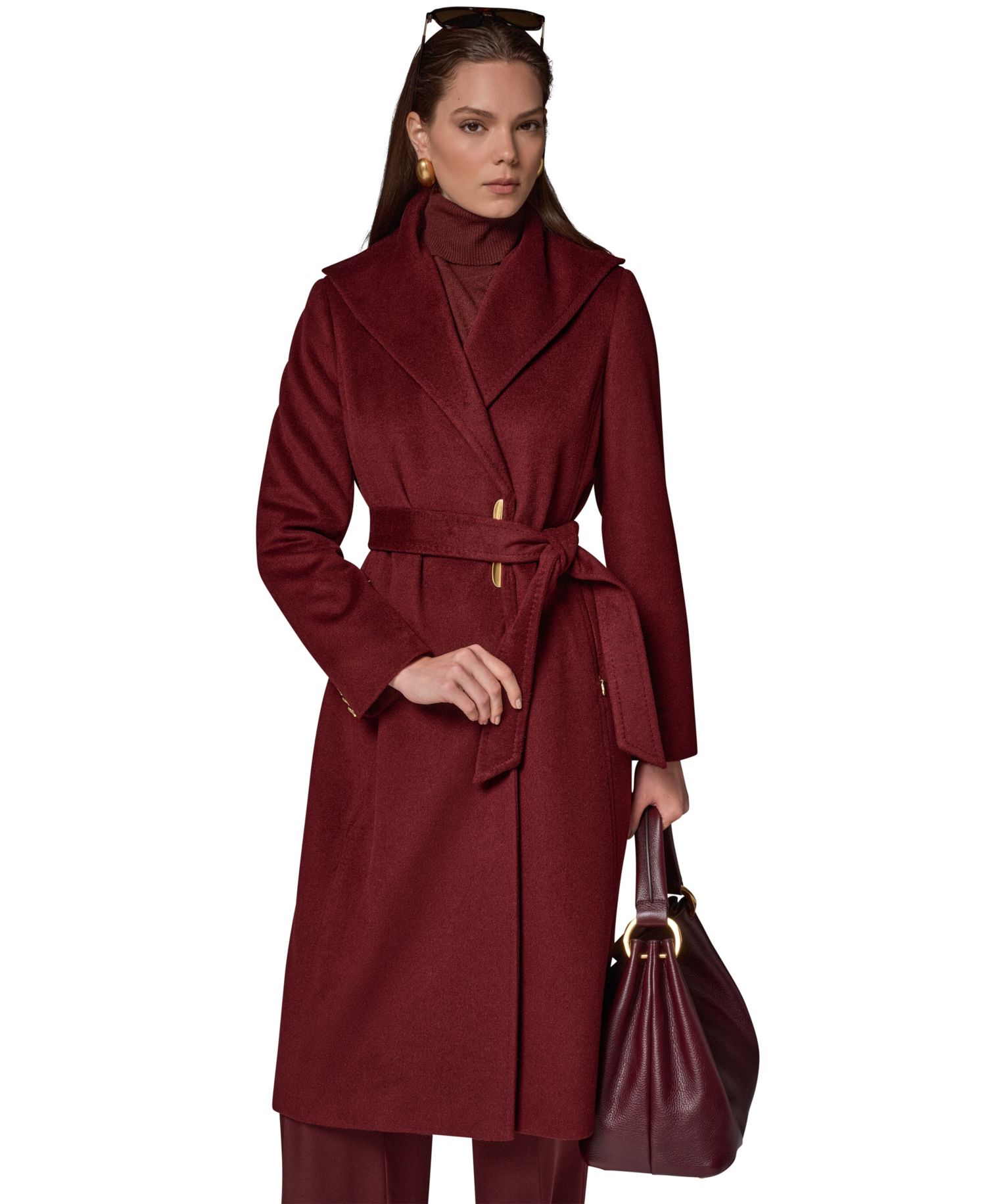 Women's Belted Wrap Wool-Blend Coat