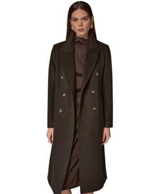 Women's Double-Breasted Long Wool-Cashmere Blend Coat