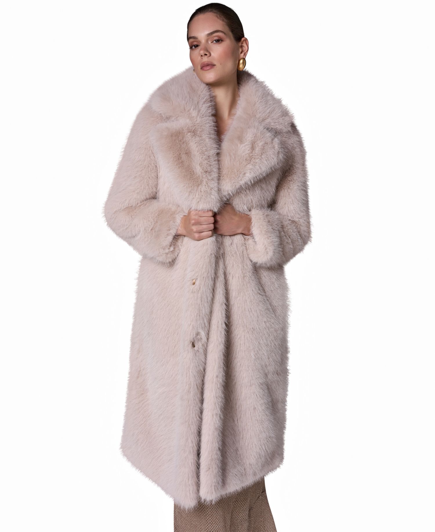 Women's Maxi Collared Faux-Fur Coat