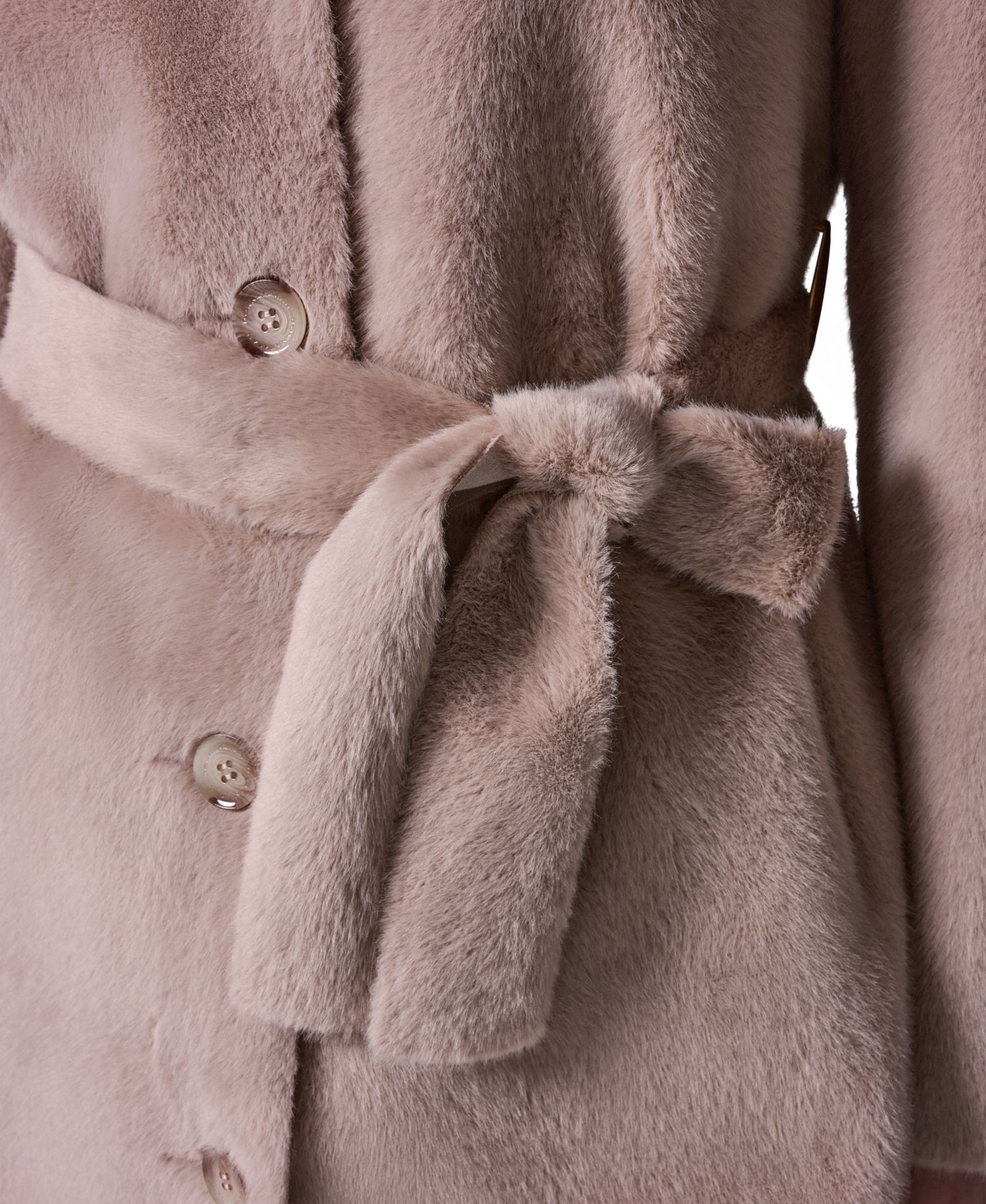 Women's Belted Faux Fur Maxi-Length Coat