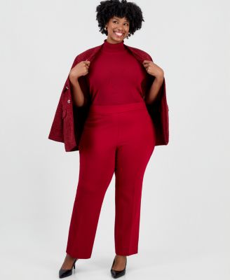 Plus Size Slash Pocket Straight-Leg Trouser