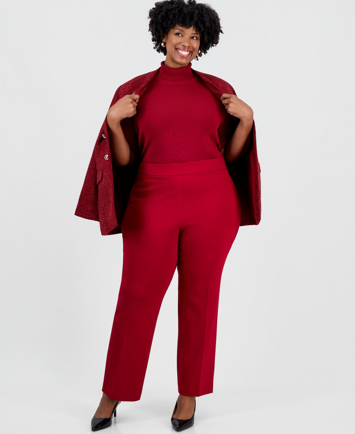 Plus Size Slash Pocket Straight-Leg Trouser