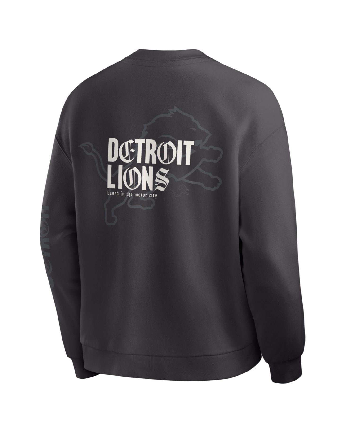 Men's Charcoal Detroit Lions Oversized Type Play Multi Sweatshirt
