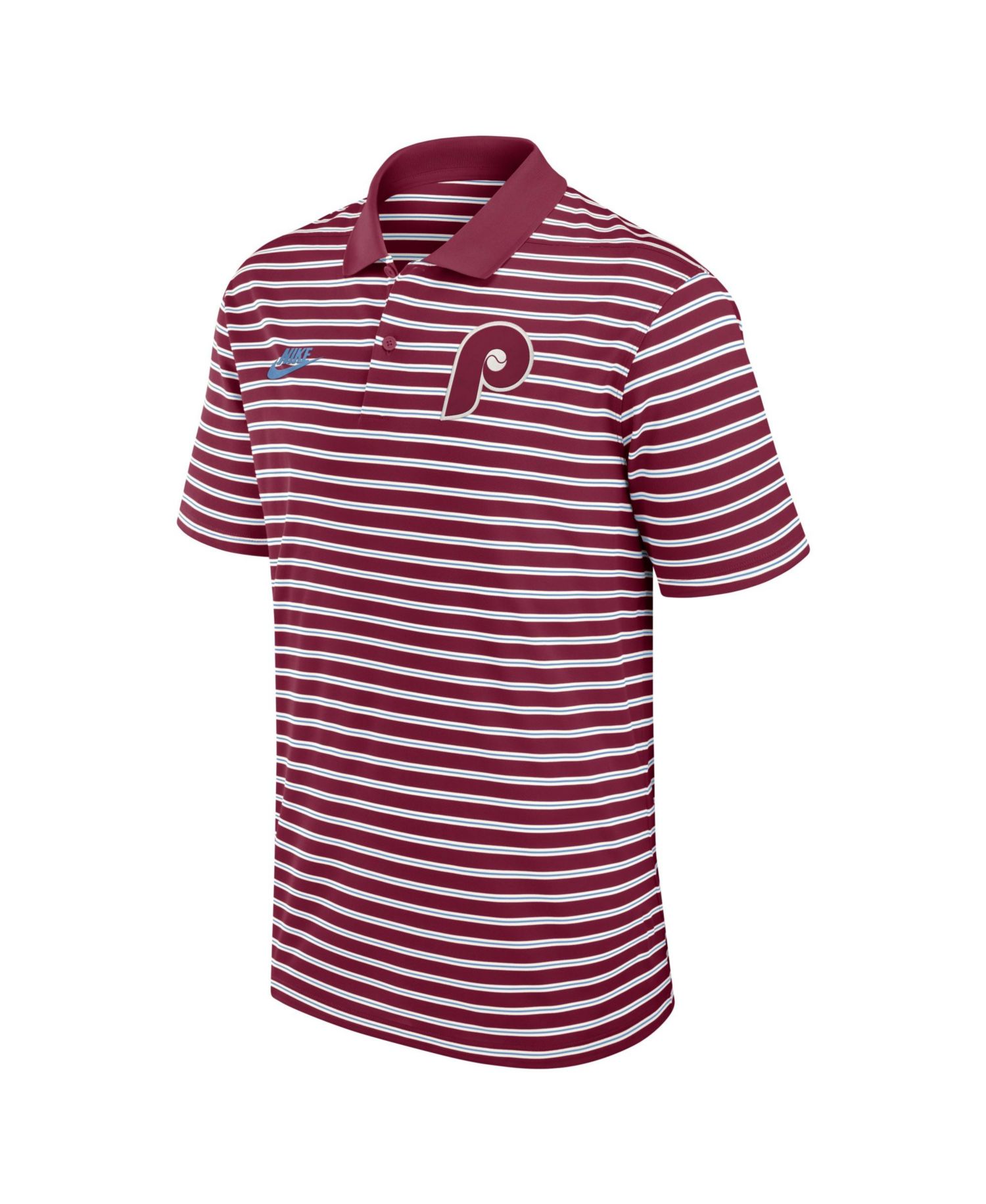 Men's Maroon Philadelphia Phillies Cooperstown Collection Dri-FIT Victory Striped Polo Shirt